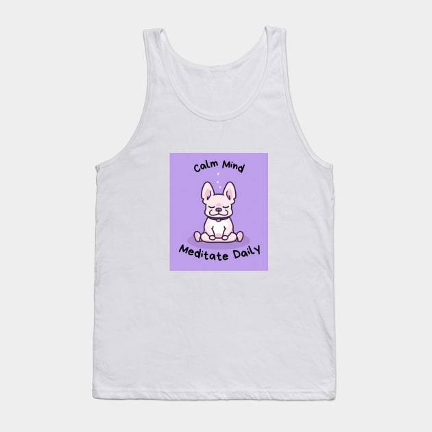 Kawaii Cute Yoga Meditating bullgod Tank Top by AdaMazingDesign